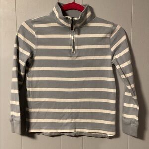 Boy’s CrewCuts 1/4 Zip Mock Neck Blue & White Striped Size Medium Long Sleeve